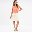 Jupe courte à coulisse gaze de coton creme femme