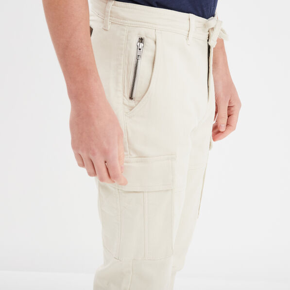 pantalon cargo slim a coulisse ecru homme Pantalon cargo slim à coulisse ecru homme