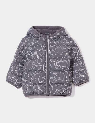 Doudoune zippée à capuche gris foncé bébé garçon