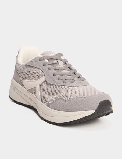Baskets running de sport &agrave; lacets gris homme
