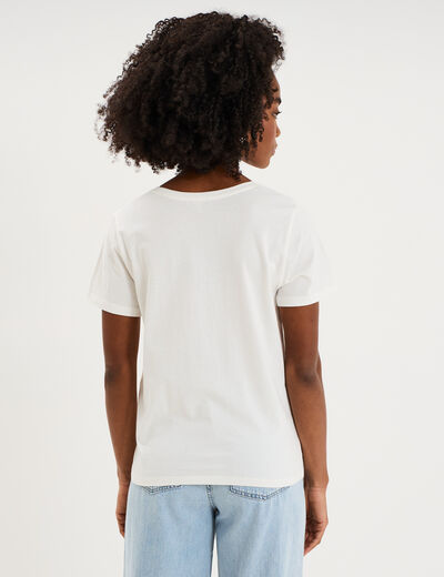 T-shirt ajust&eacute; manches courtes coton blanc femme