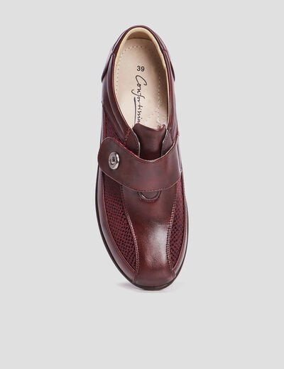 Loafers compensés en cuir bordeaux femme
