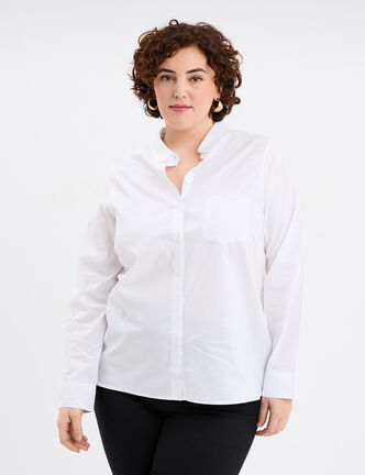 Chemise ajust&eacute;e manches longues coton blanc femme grande taille