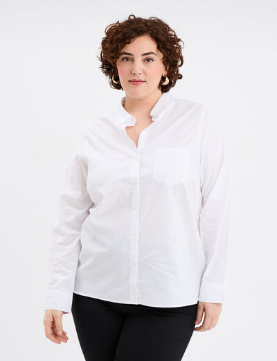 Chemise ajustée manches longues coton blanc femme grande taille