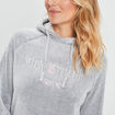 Poncho plaid droit à capuche gris clair femme