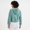 Sweat zippé à capuche court bleu gris femme
