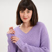Pull col en V parme femme