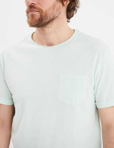 T-shirt col rond manches courtes Liberto vert pastel homme