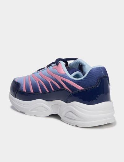 Baskets running &agrave; lacets bleu marine fille