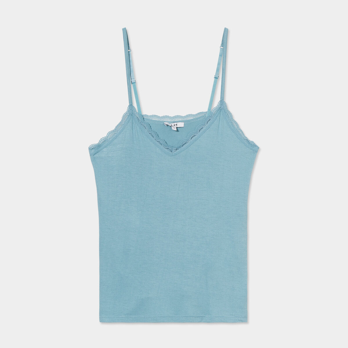 Haut de pyjama d&eacute;bardeur &agrave; bretelles bleu gris femme