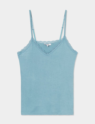 Haut de pyjama débardeur à bretelles bleu gris femme