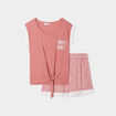 Ensemble pyjama 2 pièces t-shirt à noeud terracotta femme