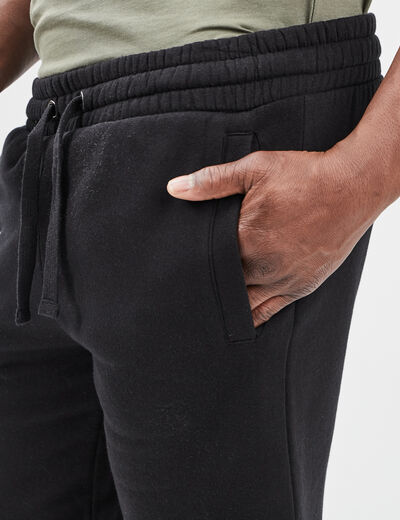 Short jogging molleton droit noir homme
