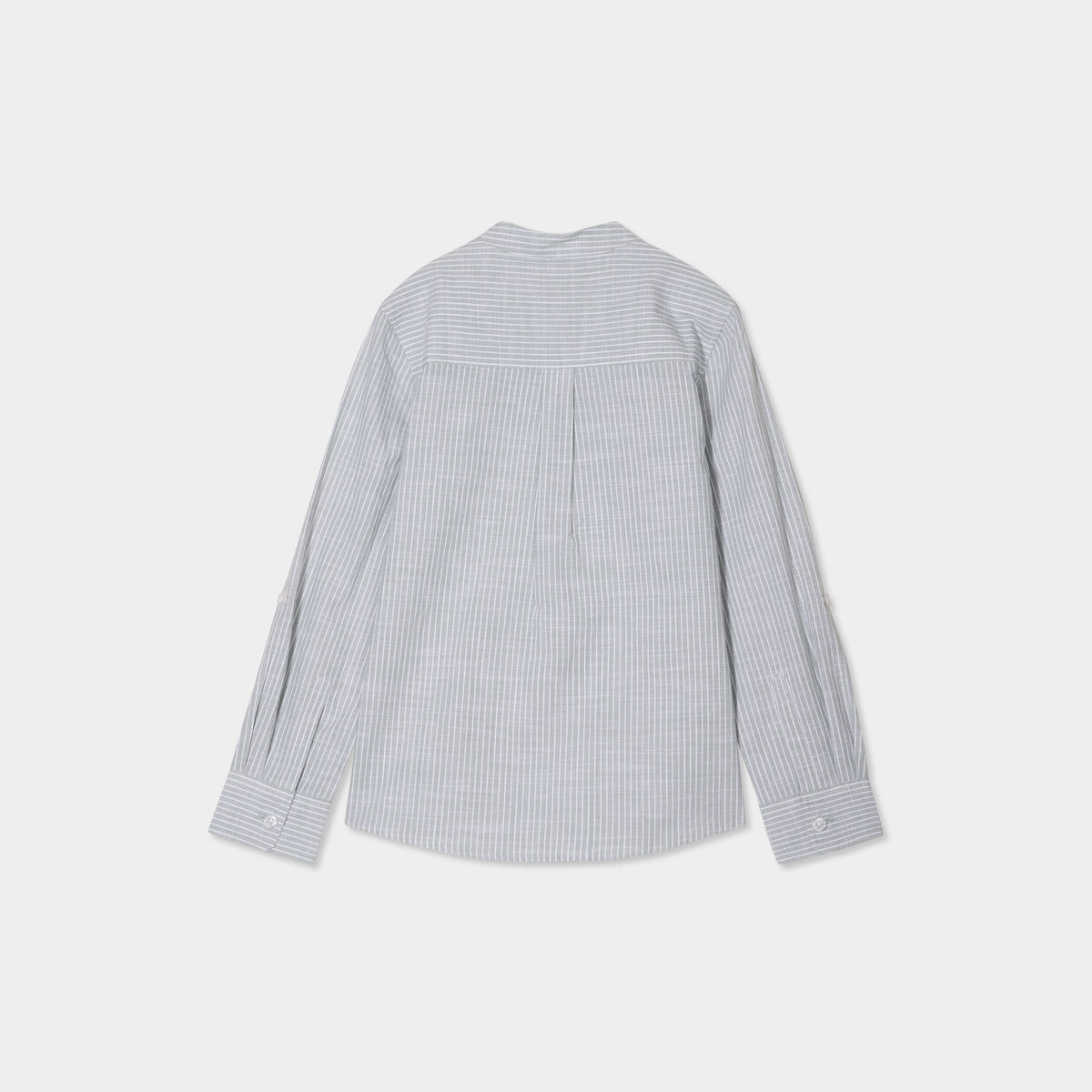 Chemise col mao manches retroussables vert kaki gar&ccedil;on