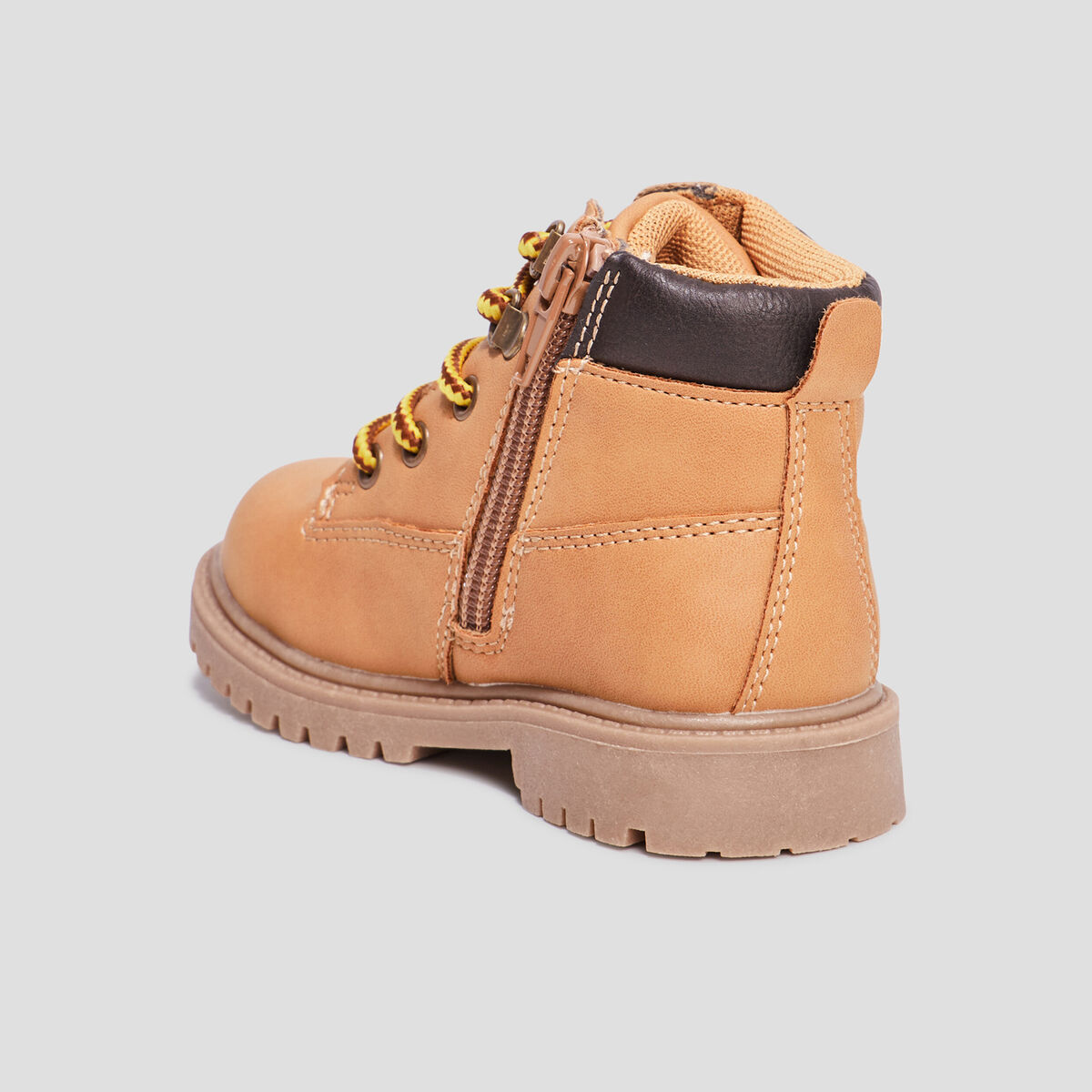 Boots crant&eacute;es zipp&eacute;es &agrave; lacets Bali jaune b&eacute;b&eacute; gar&ccedil;on