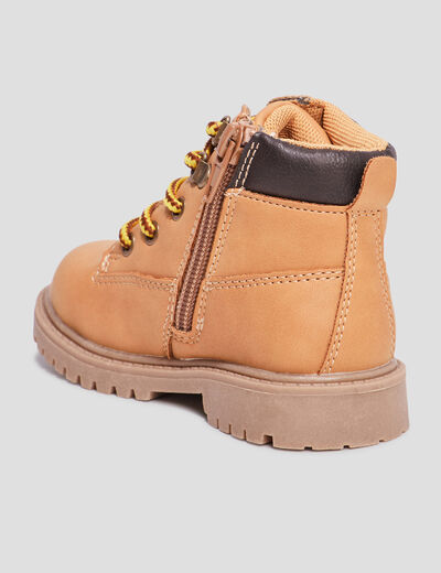 Boots crantées zippées à lacets Bali jaune bébé garçon