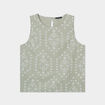 Blouse broderie anglaise sans manches vert clair femme