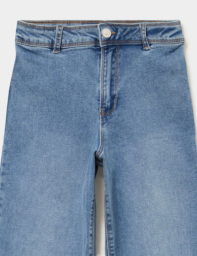 Jean wide leg cropped denim double stone fille
