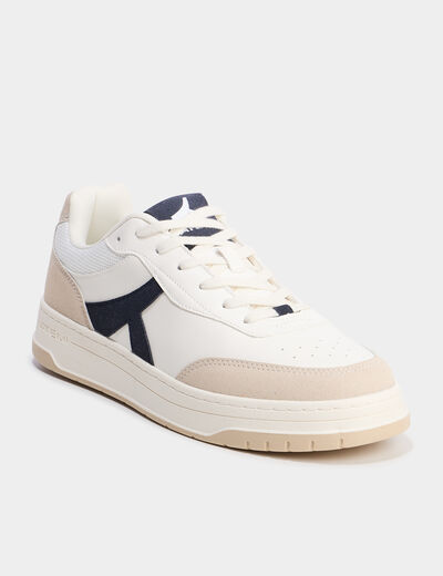 Tennis basses &agrave; lacets semelle plate bleu marine homme