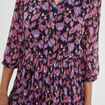 Robe évasée bas plissé manches 3/4 bleu marine femme