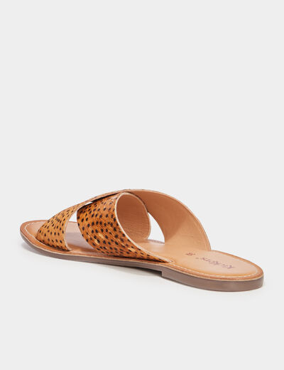Mules brides croisées en cuir Kickers camel femme