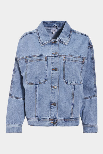 Veste en jean ample boutonnée denim triple stone femme