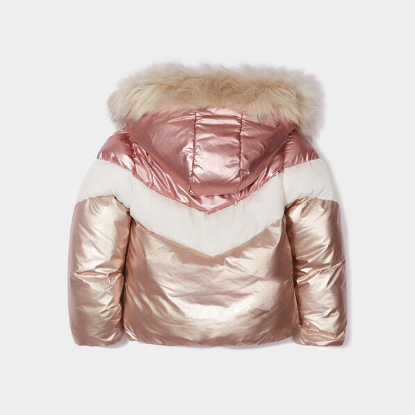 doudoune metallisee a capuche fourrure multicolore fille Doudoune métallisée à capuche fourrure multicolore fille