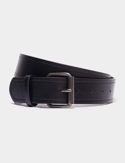 Ceinture &agrave; boucle carr&eacute;e noir homme