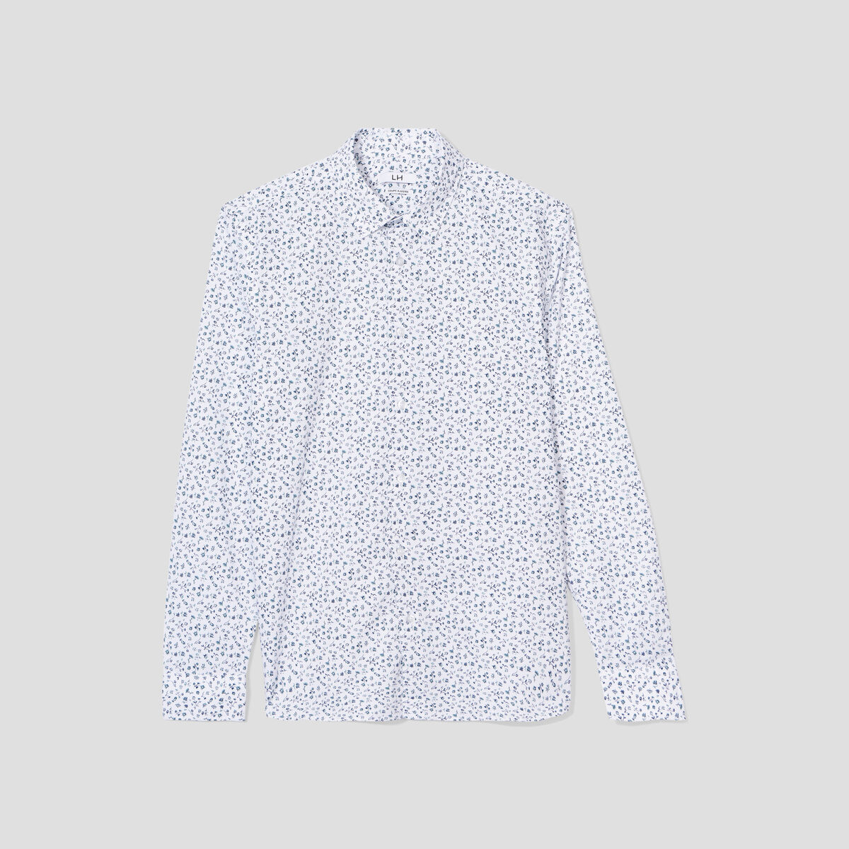 Chemise ajustée col français blanc homme