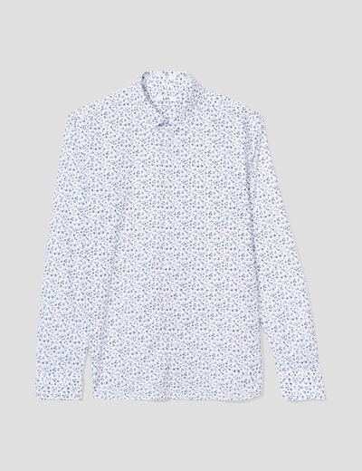 Chemise ajustée col français blanc homme