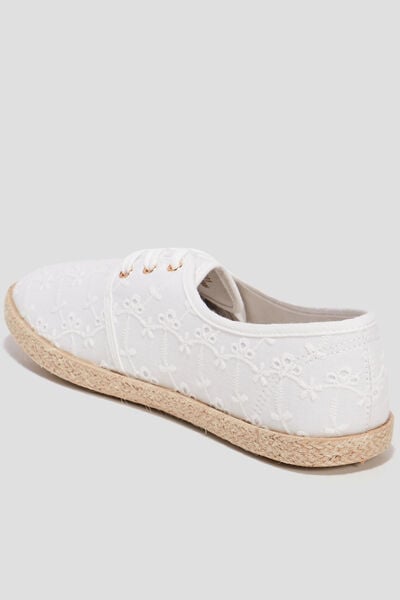 Derbies en toile &agrave; lacets blanc femme