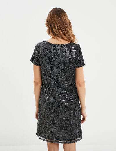 Robe courte fils métallisés Liberto gris argent femme