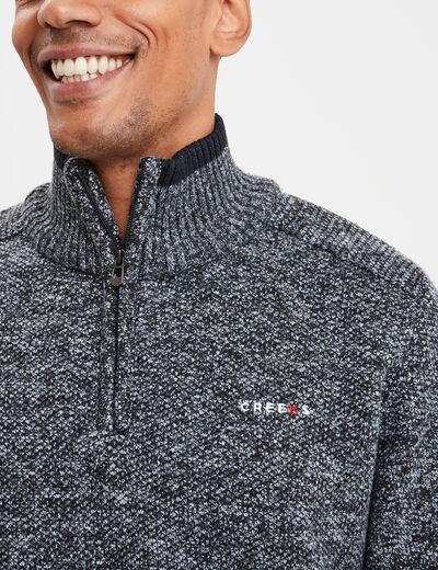 Pull camionneur zippé droit Creeks gris foncé homme