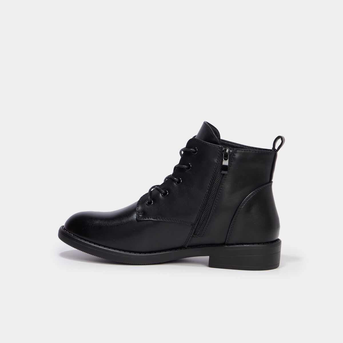 Boots zipp&eacute;es &agrave; lacets noir femme