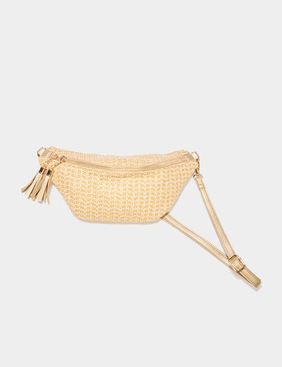 Sac banane effet tressé sable femme