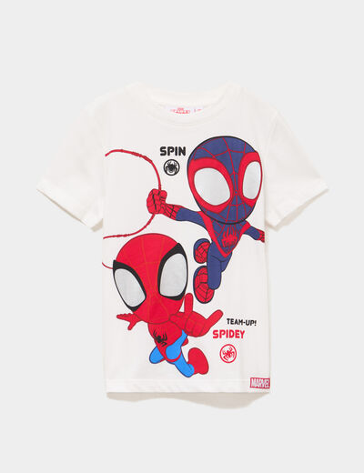 T-shirt manches courtes coton Spider-Man blanc gar&ccedil;on