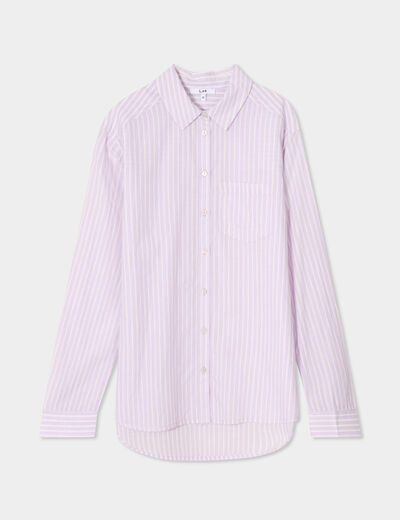 Chemise manches ajustables 1 poche coton violet femme