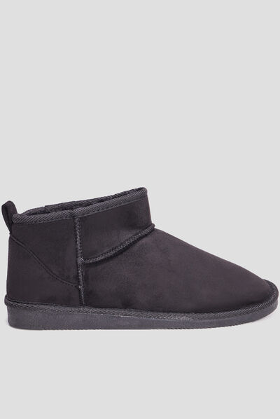 Bottines imitation fourrure noir femme