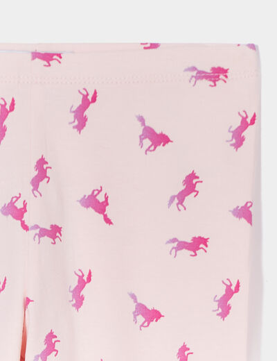 Legging long élastiqué coton rose clair fille