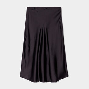 Jupe midi satinée évasée noir femme
