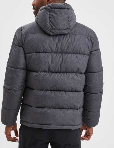 Doudoune doublée zippée à capuche gris foncé homme