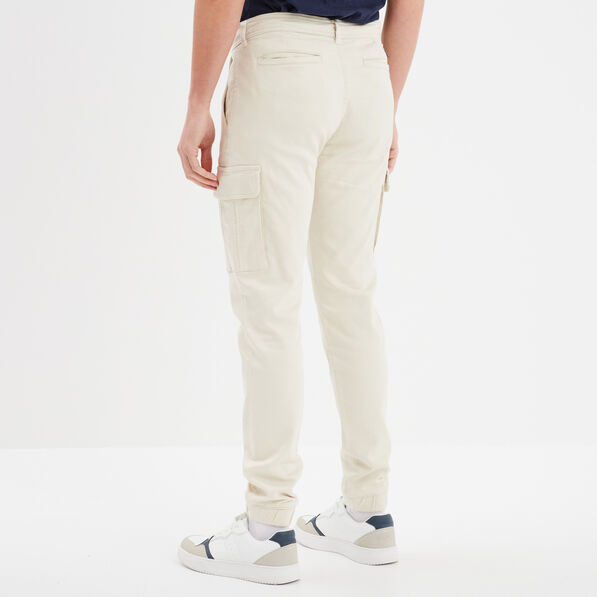 pantalon cargo slim a coulisse ecru homme Pantalon cargo slim à coulisse ecru homme