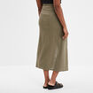 Jupe midi portefeuille détail boucle vert kaki femme
