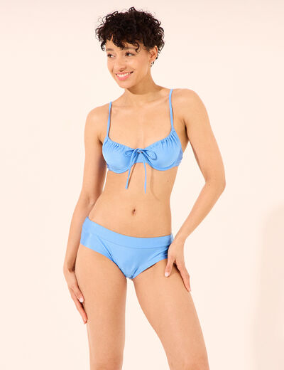 Haut de maillot de bain corbeille noeud bleu clair femme