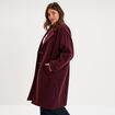 Manteau long boutonn&eacute; violet fonc&eacute; femme grande taille