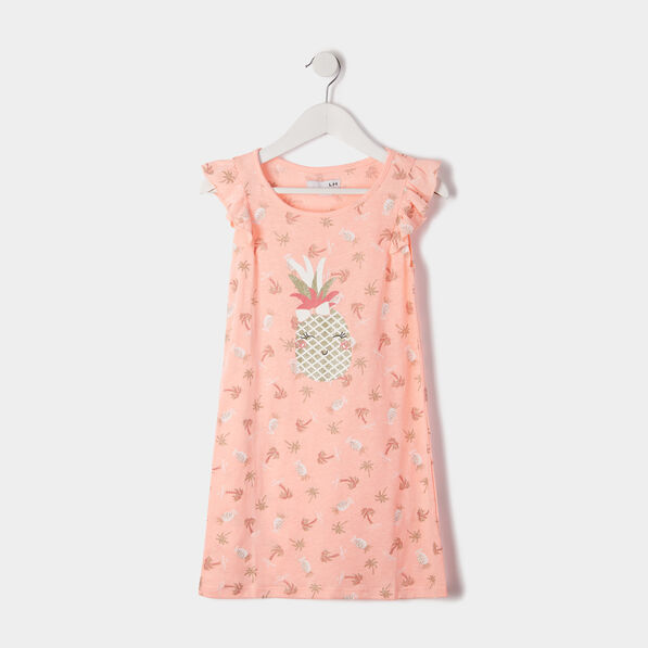 chemise de nuit droite orange corail fille Chemise de nuit droite orange corail fille