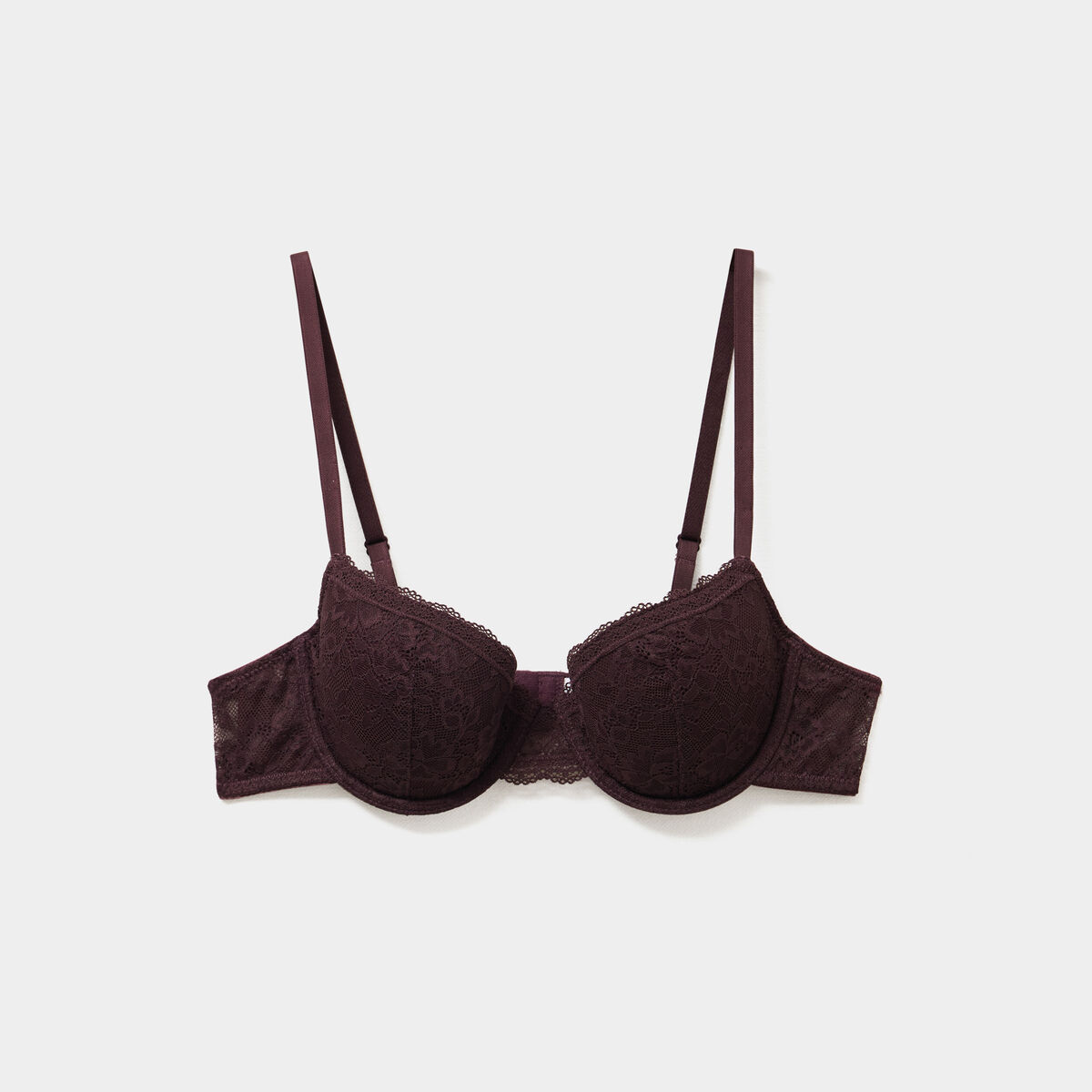 Soutien-gorge corbeille coques dentelle marron chocolat femme