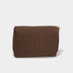 Trousse de toilette matelass&eacute;e marron fonc&eacute; mixte