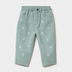 Pantalon ample brod&eacute; coton vert pastel b&eacute;b&eacute; fille