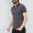 Polo coton ajusté manches courtes gris foncé homme
